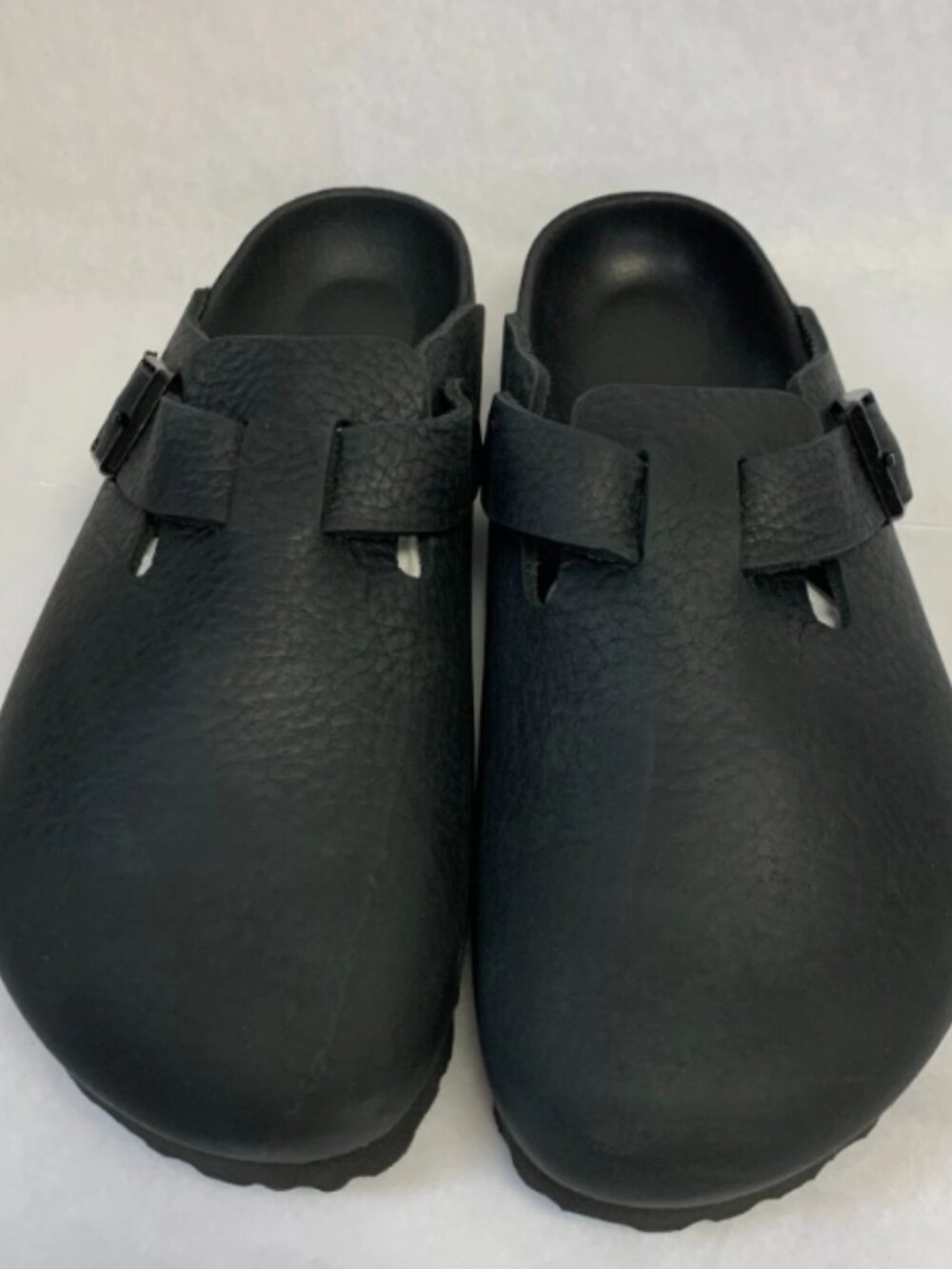 Birkenstock Boston Black Exquisite Leather Regular Width Sandals